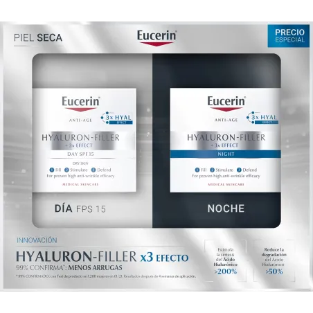 Eucerin Pack Hyaluron-Filler Día-Noche pieles secas