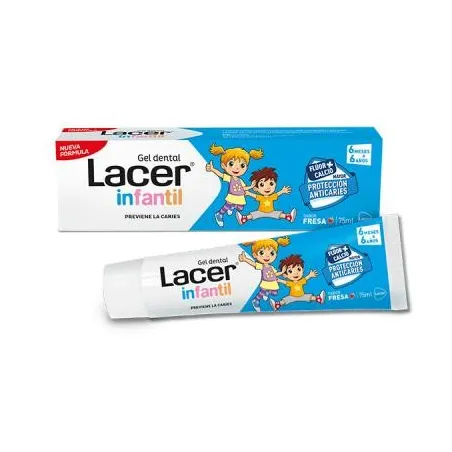 Lacer Gel dental infantil sabor fresa, 75 ml