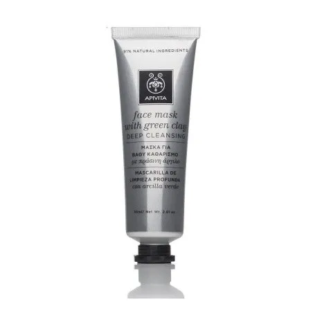 Apivita Mascarilla Facial Limpieza Profunda Arcilla verde, 50ml.