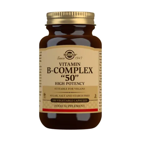 Solgar B- Complex 50 Alta Potencia, 100 Cápsulas Vegetales.