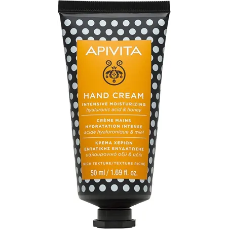 Apivita Crema Manos Secas Hialuronico Miel, 50 ml