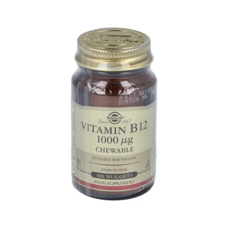 Solgar Vit B12 1000 mcg Cianocobalamina, 100 Comp. Masticables.