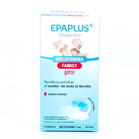 Epaplus Sleepcare Melatonina Family gotas sabor a frutas, 30 ml.