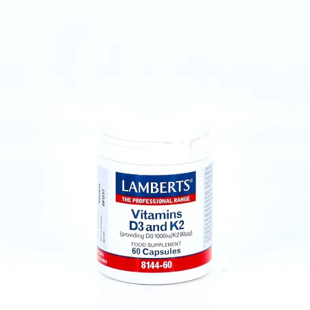 LAMBERTS Vitamina D3 & K2, 60 cápsulas.