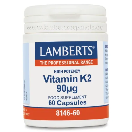 LAMBERTS Vitamina K2 90 mcg, 60 cápsulas.