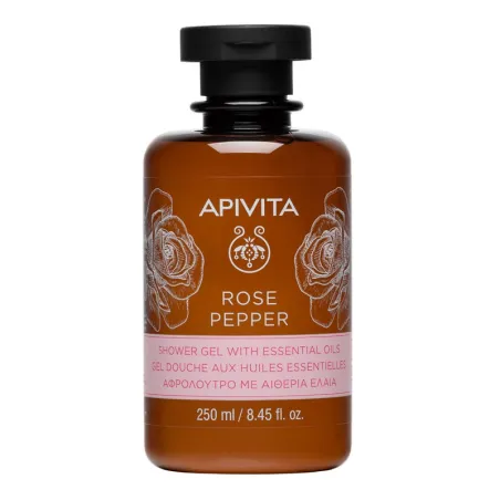 Apivita Rose Pepper gel de ducha con aceites esenciales, 250 ml