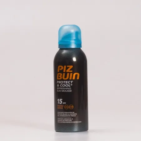 Piz Buin SPF15 Protect & Cool Mousse Solar Refrescante, 150ml.