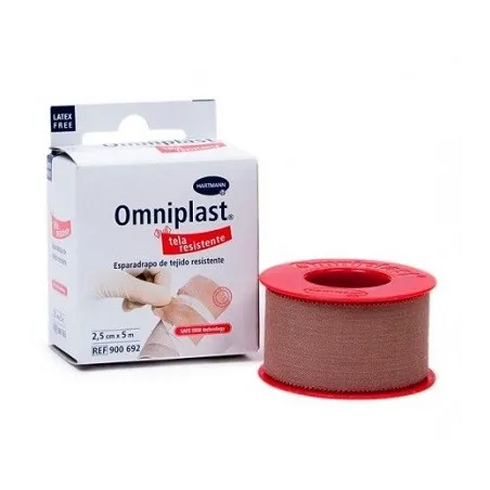 Omniplast esparadrapo tela resistente, 2,5 cm x 5 m