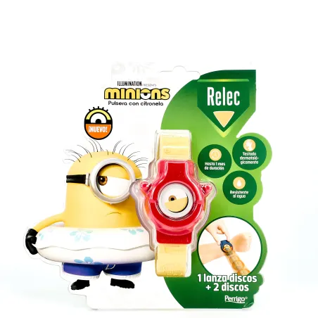 Relec Pulsera Antimosquitos Minions Rojo, 1 unidad