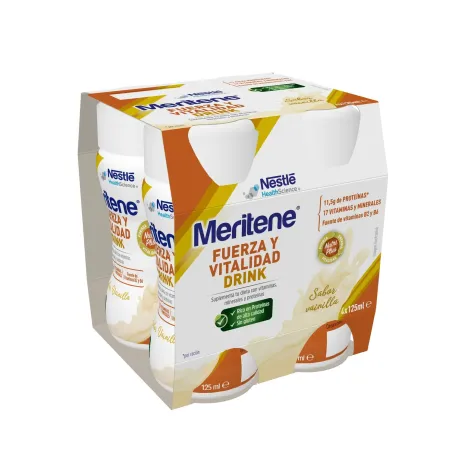 Meritene fuerza y vitalidad DRINK sabor vainilla, 4x125 ml