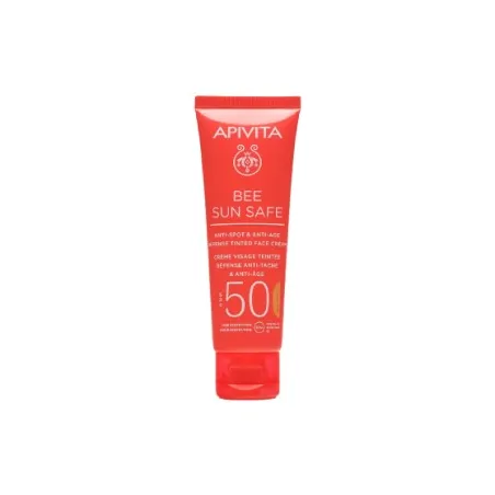 Apivita Bee Sun Safe crema antiedad & antimanchas SPF50 con color, 50 ml