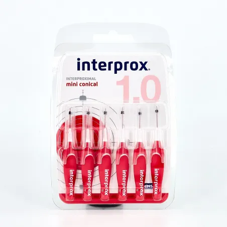 Interprox Miniconico Rojo Recto, 6Uds