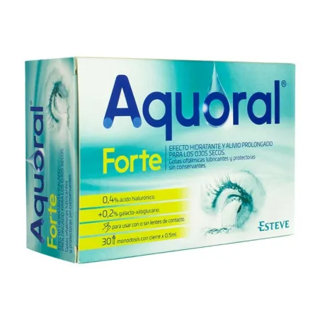 Aquoral Forte Gotas Oftalmicas Lubricantes, 30 Monodosis.