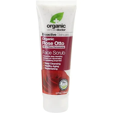 Dr Organic Exfoliante facial Rose Otto, 125ml.