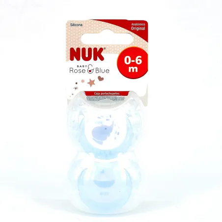 NUK Chupete Rose & Blue Silicona, 0-6 m – Azul.