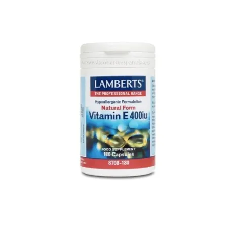 Lamberts Vitamina E Natural 400 UI, 180 cápsulas.