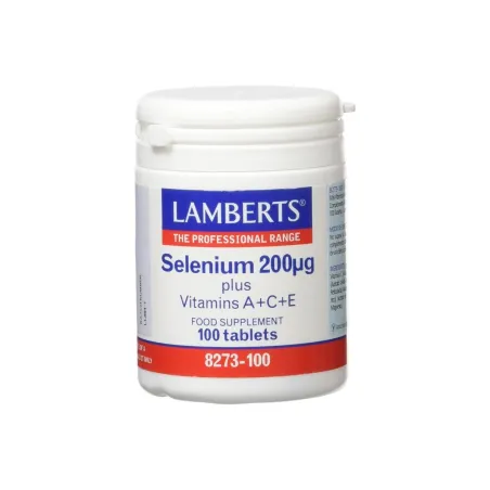 LAMBERTS Selenio 200 µg + Vitaminas A+C+E, 100 comprimidos.