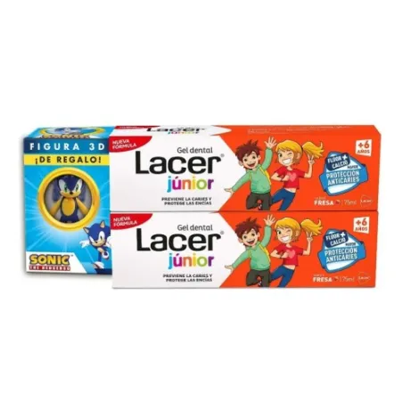 Lacer Duplo Gel Dentifrico Junior Fresa 75ml+Figura Sonic Regalo