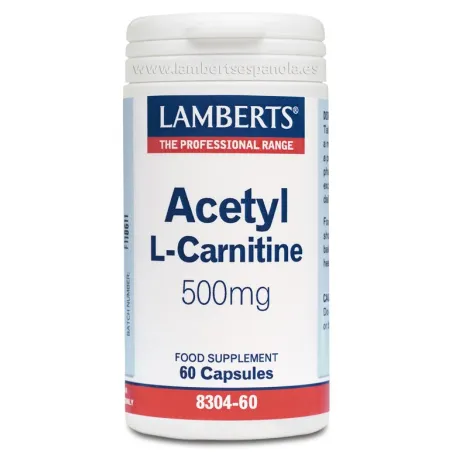 LAMBERTS L-Acetil Carnitina 500 mg, 60 cápsulas.