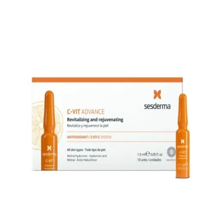 Sesderma C-Vit Advance Revitaliza Rejuvenece, 10 Ampollas.