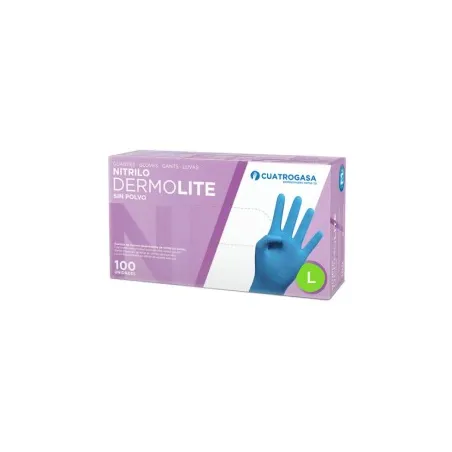 Dermolite Guantes Nitrilo Talla L Sin Polvo, 100 unidades