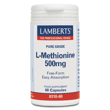 LAMBERTS L-Metionina 500 mg, 60 cápsulas.