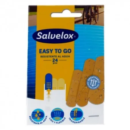 Salvelox Easy To Go Apósito Adhesivo Resistente, 24 Unidades.