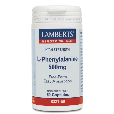 LAMBERTS L-Fenilalanina 500 mg, 60 cápsulas.