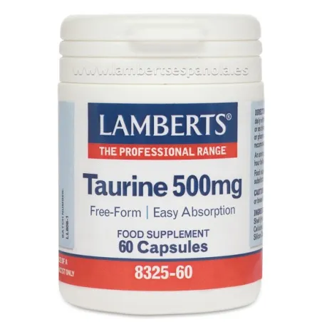 LAMBERTS Taurina 500 mg, 60 cápsulas.