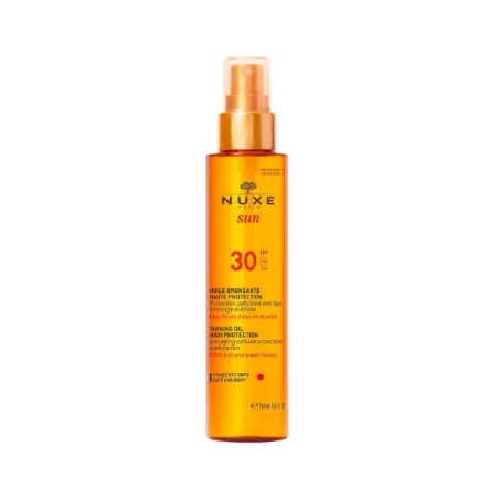 Nuxe Sun aceite bronceador para rostro y cuerpo alta protección SPF30, 150 ml