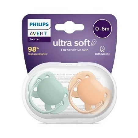 Avent ultra soft orthodontic 0-6 m, 2 chupetes