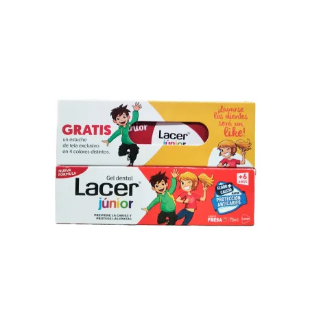 Lacer Junior gel dental sabor fresa, 75 ml