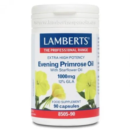 LAMBERTS Aceite de Prímula Extra  Alta Potencia con Borraja, 90 cápsulas.