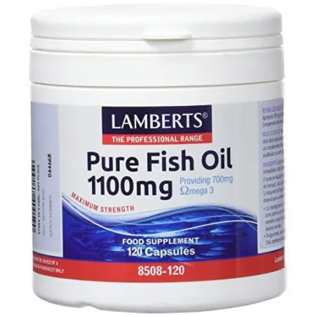 LAMBERTS Omega 3 Aceite de Pescado Puro 1100mg, 120 cápsulas.