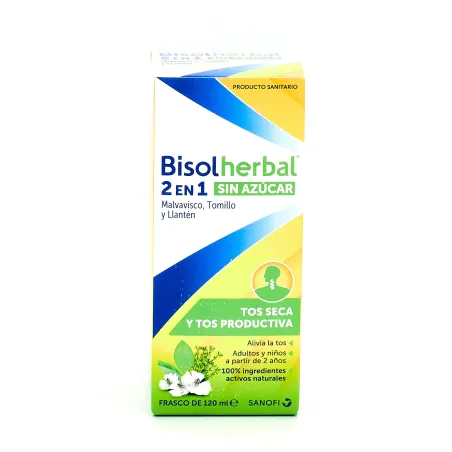 Bisolherbal 2 en 1 sin azúcar jarabe, 120 ml.