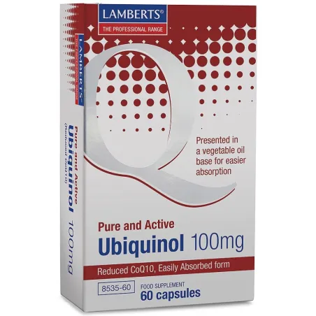 Lamberts Ubiquinol 100 mg. Puro y Activo, 60 Cápsulas.