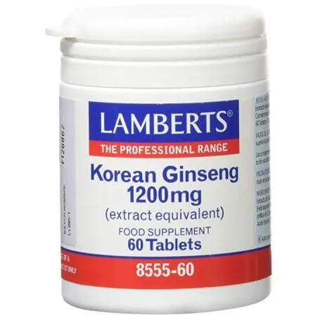 Lamberts Ginseng Koreano 1.200 mg, 60 comprimidos.