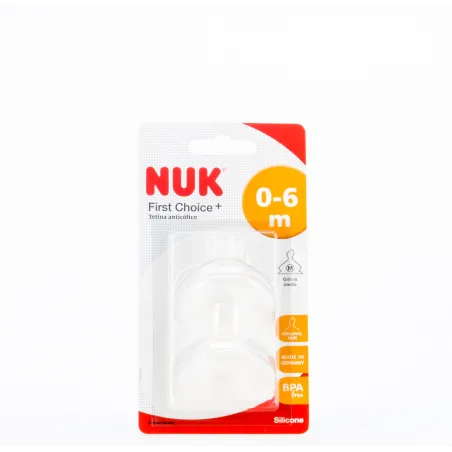 NUK First Choice Tetina Silicona Anticolico M 0-6 m, 2Ud
