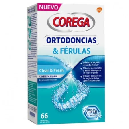 Corega Limpiador Ortodoncias Ferulas, 66 Tabletas