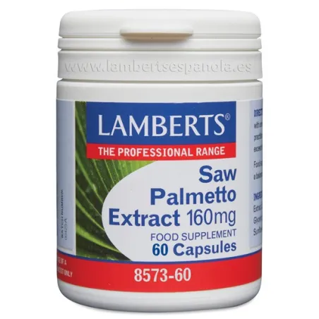 LAMBERTS Extracto de Saw Palmetto 160mg, 60 cápsulas.