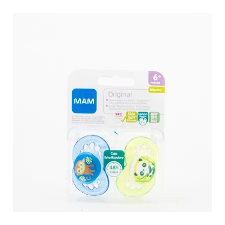 MAM Chupete Original Silicona +6m Pack Azul Verde