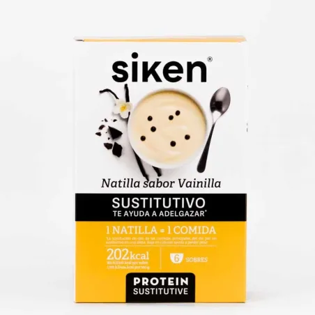 Siken Protein Sustitutive Natillas Vainilla, 6 Sobres.