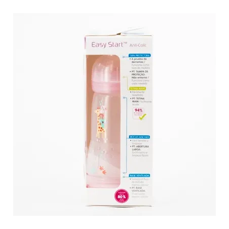 MAM Biberon Easy Start Anticólico Rosa, 260ml.