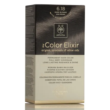 Apivita Tinte My Color Elixir 6.18 Rubio Oscuro Ceniza Perlado