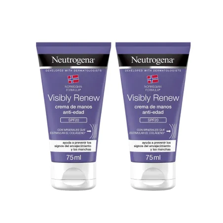 Neutrogena Visibly Renew crema de manos antiedad SPF 20 duplo, 2 x 75 ml