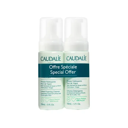 Caudalie Vinoclean espuma limpiadora DUPLO, 2x150 ml