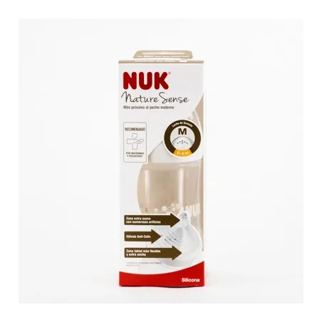 NUK Biberon Nature Sense Silicona M, 260ml.