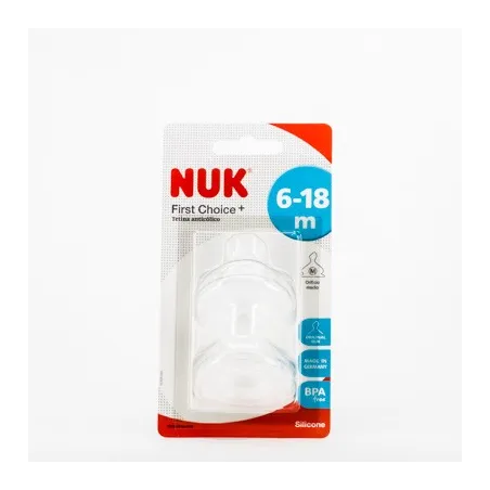 NUK Tetina Silicona M 6-18m, 2 Uds