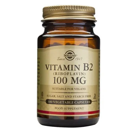 Solgar Vit B2 (Riboflavina) 100 mg, 100 Cápsulas Vegetales.