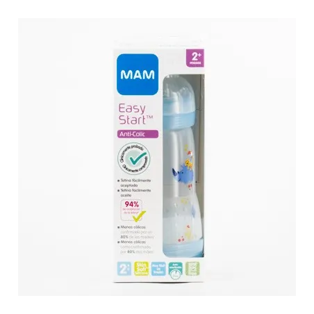 MAM Biberon easy start anticólico azul, 260 ml